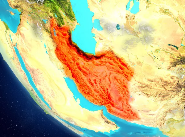 Satellietmening van Iran in het rood — Stockfoto