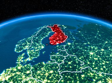 Finlandiya gece uzaydan