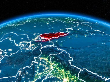 Kırgızistan gece uzaydan