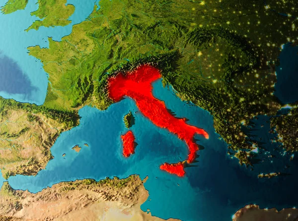 Vista para a órbita da Itália — Fotografia de Stock