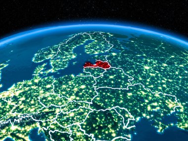 Letonya gece uzaydan