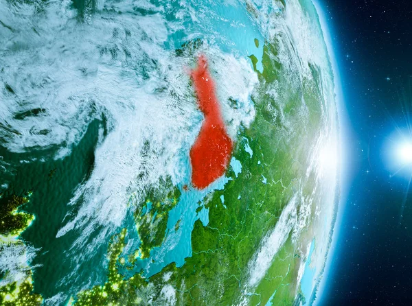 Salida del sol sobre Finlandia en el planeta Tierra —  Fotos de Stock