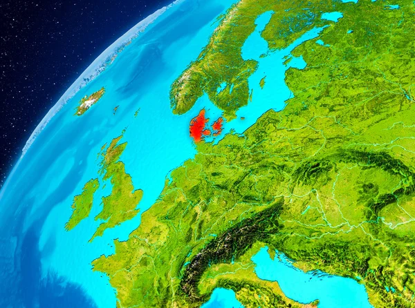 Dánsko na zemi z vesmíru — Stock fotografie