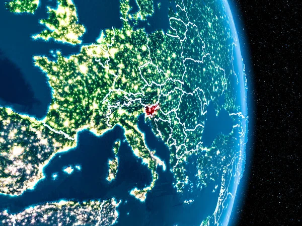 Slovenië in rood bij nacht — Stockfoto