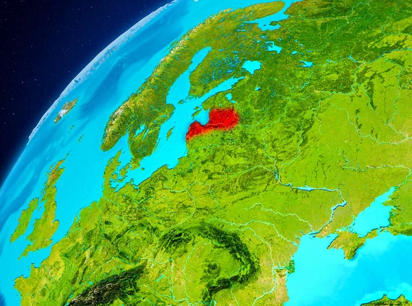 Latvia on Earth from space — Stock Photo, Image