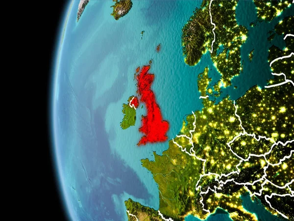 Reino Unido desde el espacio por la noche —  Fotos de Stock