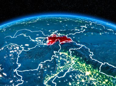 Tacikistan gece uzaydan