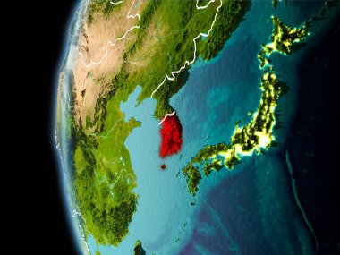 Güney Kore akşam uzaydan