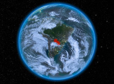 Dünya üzerinde gece Paraguay