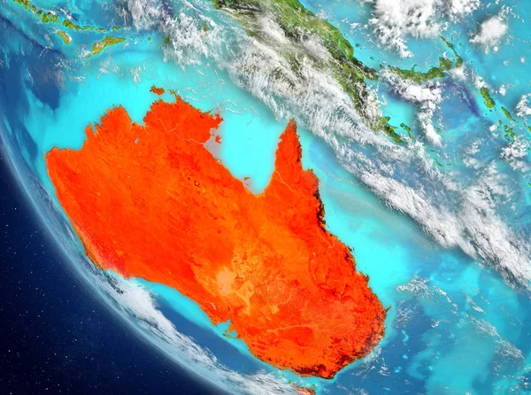 Avustralya'nın uydu görünümünde kırmızı — Stok fotoğraf