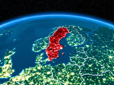 İsveç gece uzaydan