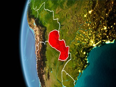 Paraguay akşam uzaydan
