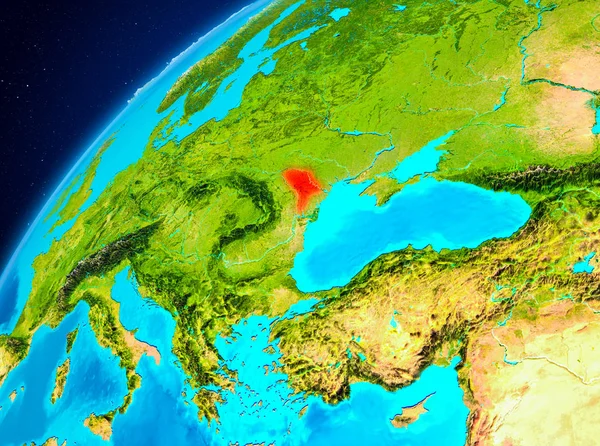 Mołdawia na ziemi z kosmosu — Zdjęcie stockowe