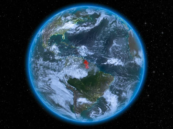 Guyana op de nacht op aarde — Stockfoto