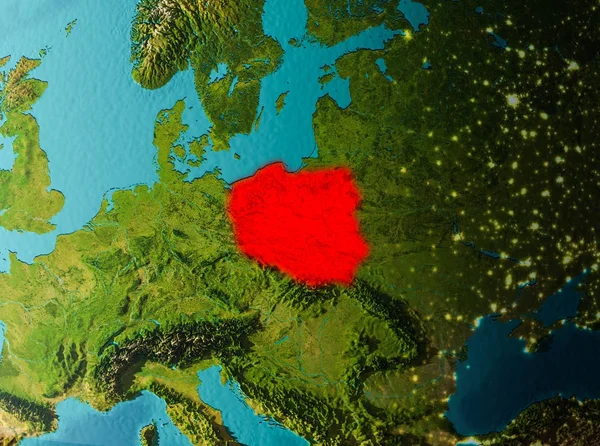 Polonya'nın yörünge görünümü — Stok fotoğraf
