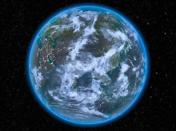 地球上の夜のブータン — ストック写真