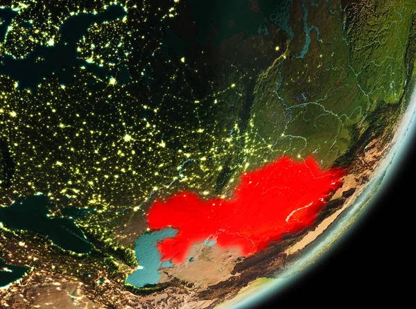 Kazakhstan Morning Highlighted Red Planet Earth Illustration Elements Image Furnished — Stock Photo, Image