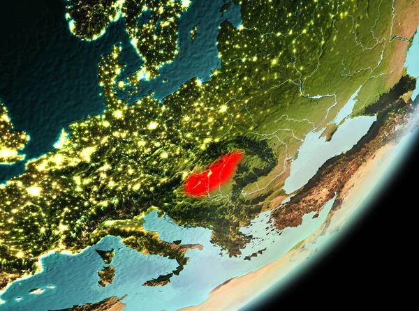 Венгрия Утром Выделена Красным Планете Земля Иллюстрация Элементы Этого Изображения — стоковое фото