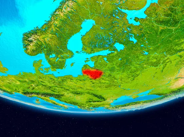 Litvanya Dünya Gezegeninin Yörüngeden Çizim Nasa Tarafından Döşenmiş Görüntü Unsurları — Stok fotoğraf