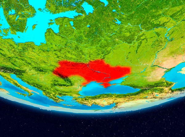 Ukraine from orbit of planet Earth. 3D illustration. Elements of this image furnished by NASA.
