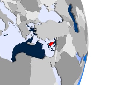 Karadağ modeli şeffaf okyanuslar ile siyasi dünya bir kırmızı. 3D çizim.