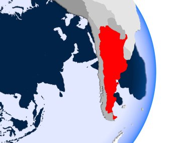 Endonezya modeli şeffaf okyanuslar ile siyasi dünya bir kırmızı. 3D çizim.