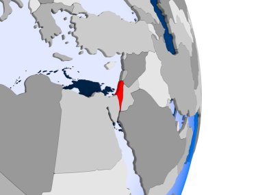 Yemen modeli şeffaf okyanuslar ile siyasi dünya bir kırmızı. 3D çizim.