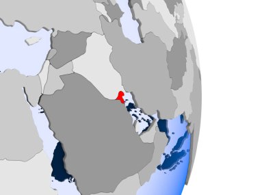 Jordan kırmızı şeffaf okyanuslar ile siyasi dünya modeli. 3D çizim.