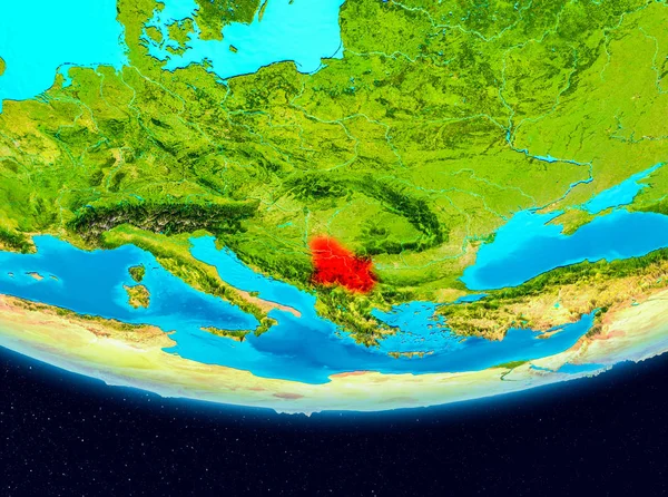 塞尔维亚从行星地球的轨道 Nasa 提供的这幅图像的元素 — 图库照片