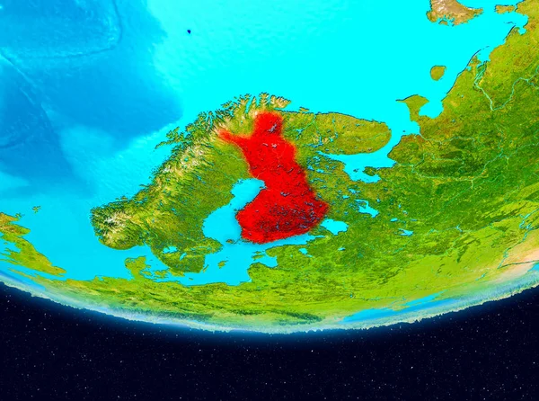 Dünya Gezegeninin Yörüngeden Finlandiya Çizim Nasa Tarafından Döşenmiş Görüntü Unsurları — Stok fotoğraf