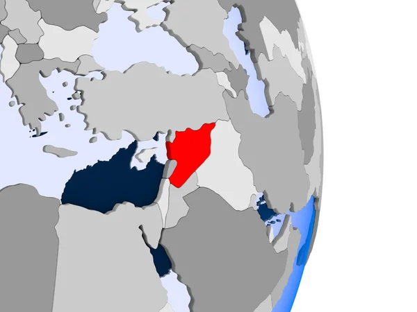 Qatar Het Rood Model Van Politieke Wereld Met Transparante Oceanen — Stockfoto