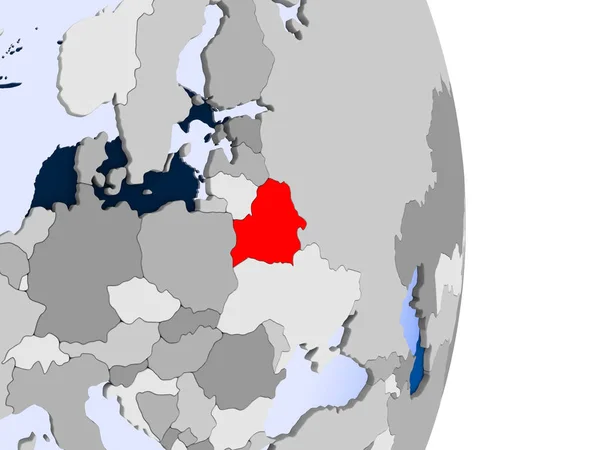保加利亚在红色在政治地球的模型以透明的海洋 — 图库照片