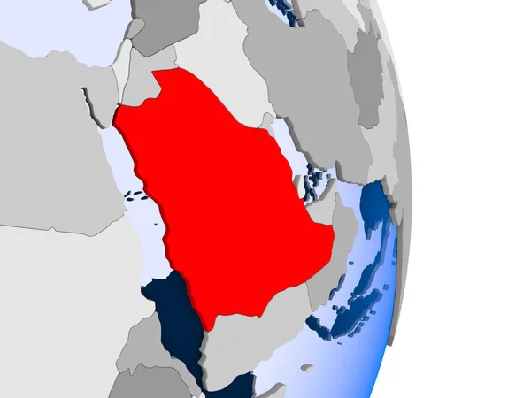 Dzsibuti Vörös Modell Politikai Földgömb Átlátható Óceánok Illusztráció — Stock Fotó