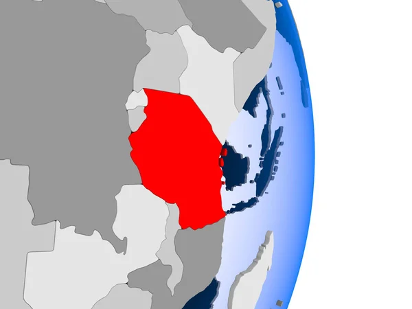 Μοζαμβίκη Κόκκινο Χρώμα Στο Μοντέλο Της Πολιτικό Κόσμο Διαφανές Ωκεανούς — Φωτογραφία Αρχείου