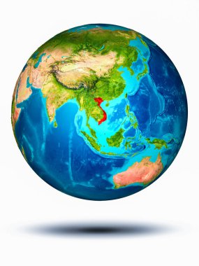 Vietnam beyaz arka plan ile yeryüzünde