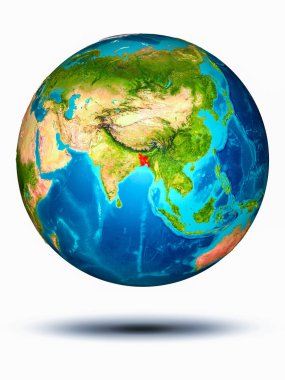 Beyaz arka plan ile yeryüzünde Bangladeş