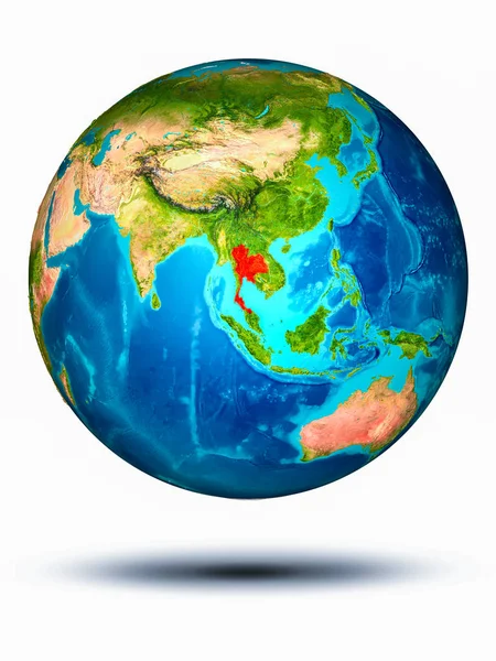 Beyaz arka plan ile yeryüzünde Tayland — Stok fotoğraf