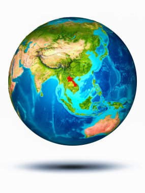 Beyaz arka plan ile yeryüzünde Laos