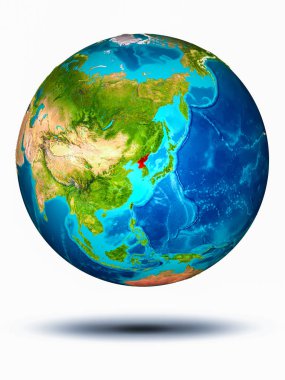 Kuzey Kore Beyaz arka plan ile yeryüzünde