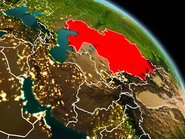 Cazaquistão de manhã a partir de órbita — Fotografia de Stock