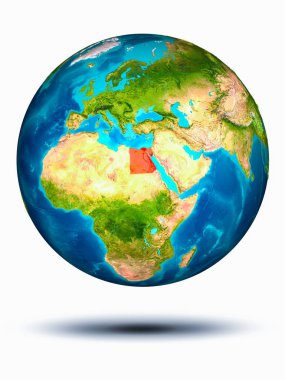 Beyaz arka plan ile yeryüzünde Mısır