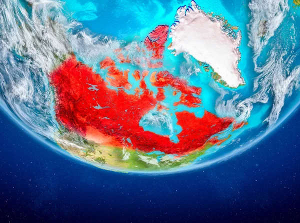 Канада на моделі землі з космосу — стокове фото