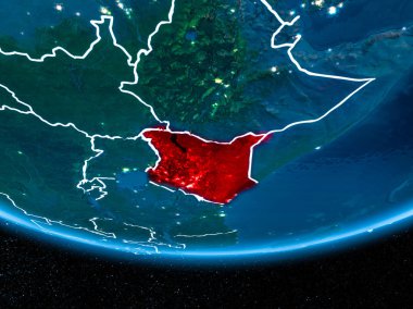 Planet Earth gece uzaydan Kenya