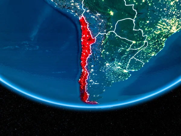 Chile on planet Earth from space at night