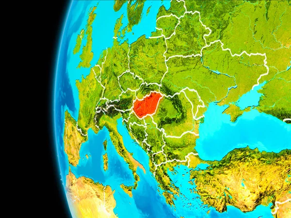 Map of Hungary in red