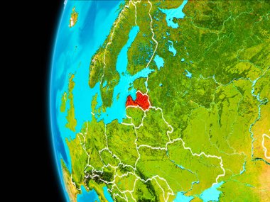 Letonya Haritası kırmızı