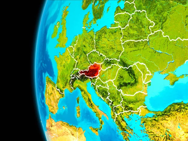 Mapa Rakouska v červené barvě — Stock fotografie