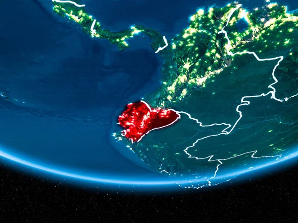 Ecuador on planet Earth from space at night