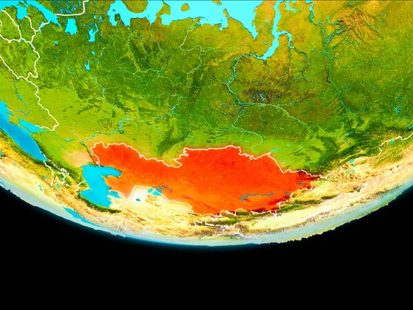 Vista por satélite do Cazaquistão — Fotografia de Stock