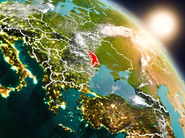 Moldova gündoğumu sırasında uzaydan